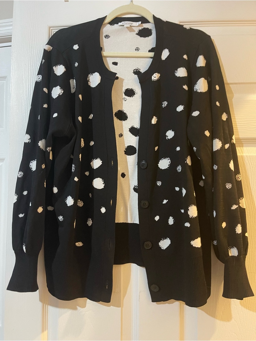 Chico's Black and White Dot Cardigan Sweater-Chico’s 3 -XL